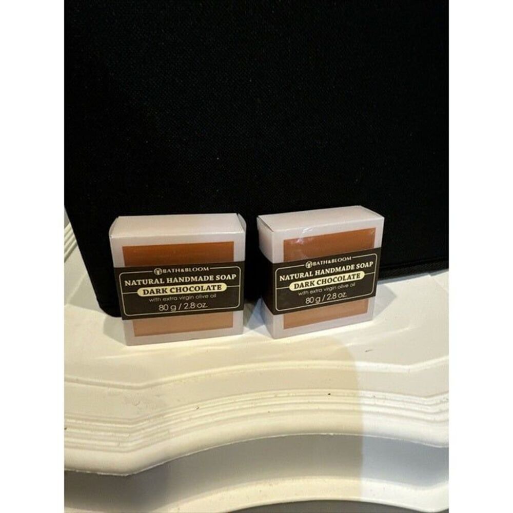 Set Of 2 Bath & Bloom‎ Natural Handmade Soap Bar 2.8 oz/80g Dark Chocolate